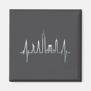 New York Skyline Heartbeat Love Statue Of Liberty  Magnet