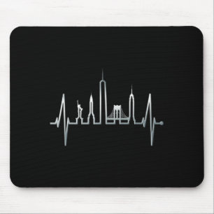 New York Skyline Heartbeat Love Statue Of Liberty  Mouse Pad