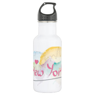 New York Skyline "I love you" with heart 532 Ml Water Bottle