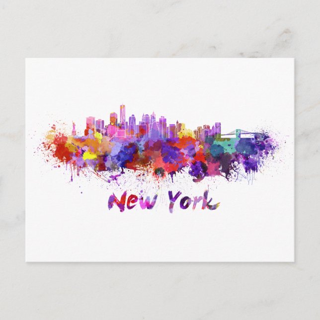 New York skyline in watercolor Postcard (Front)