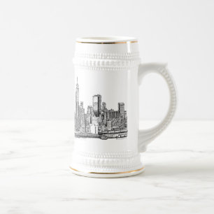 New York skyline ink beer stein