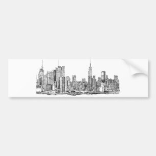 New York skyline ink Bumper Sticker