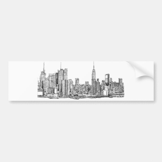 New York skyline ink Bumper Sticker (Front)