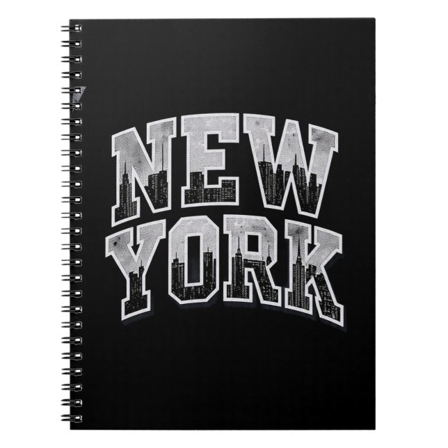 New York skyline integrated silhouette black Notebook (Front)
