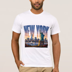 New York Skyline Liberty Waterfront Views T-Shirt