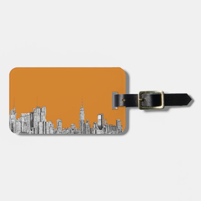 New York skyline orange Luggage Tag (Front Horizontal)