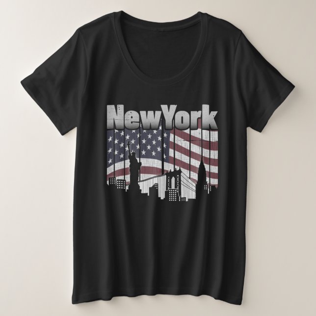 New York Skyline Plus Size T-Shirt (Design Front)
