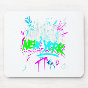 New York Skyline Punk Grunge Graphic Art Mouse Pad