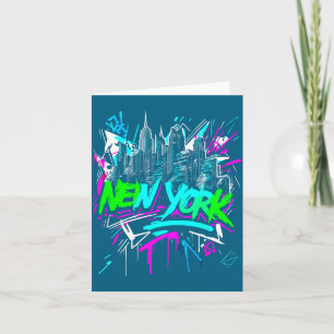 New York Skyline Punk Grunge Illustration Card