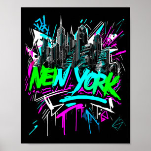New York Skyline Punk Grunge Illustration Poster