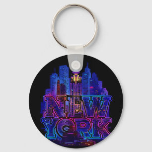 New York Skyline Punk Grunge Vintage Retro Key Ring