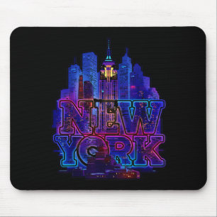New york skyline punk grunge vintage retro mouse pad