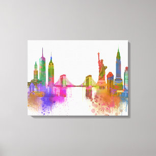 New York Skyline - Rainbow Canvas Print