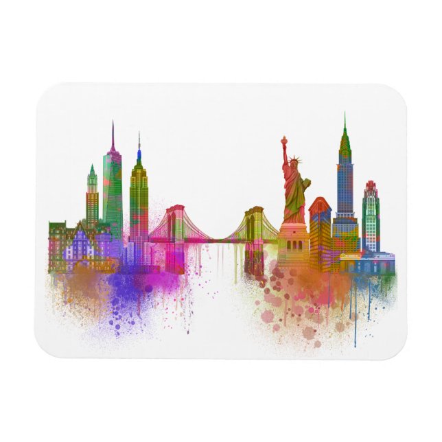 New York Skyline - Rainbow Magnet (Horizontal)