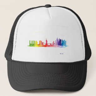 New York skyline Rainbow NYC Colourful USA Trucker Hat