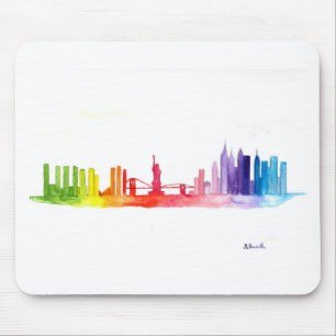 New York skyline Rainbow NYC modern Mouse Pad