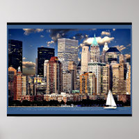 New York Skyline, Sailboat on the Hudson River