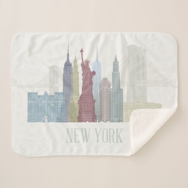 New York Skyline Sherpa Blanket (Front (Horizontal))