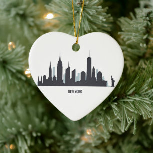 New York Skyline Silhouette Black Elegant American Ceramic Tree Decoration