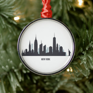 New York Skyline Silhouette Black Elegant American Metal Tree Decoration