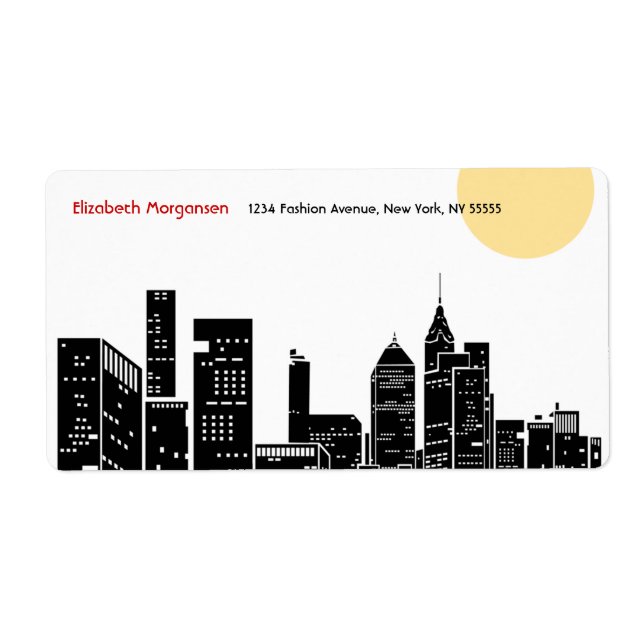 New York Skyline Silhouette Label (Front)