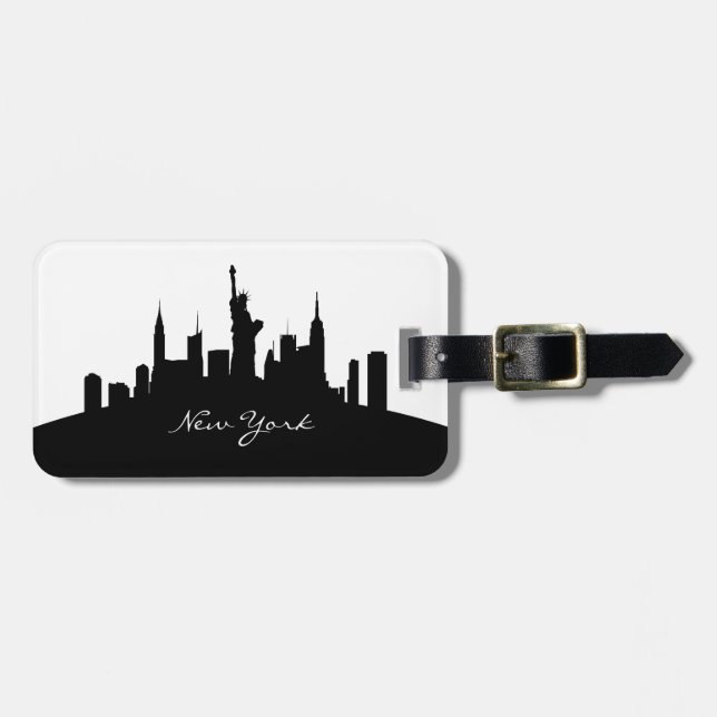 New York Skyline Silhouette Luggage Tag (Front Horizontal)