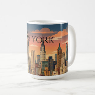 New York Skyline Travel Art Vintage Coffee Mug