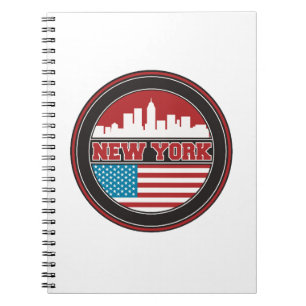 New York Skyline   United States Flag Spiral Notebook