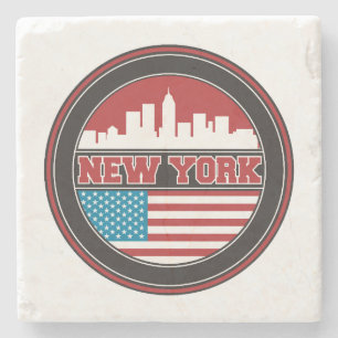 New York Skyline   United States Flag Stone Coaster
