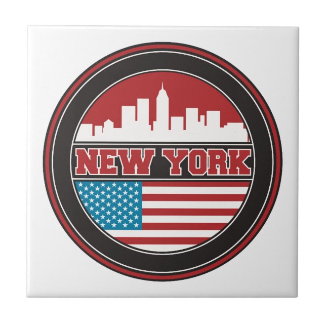 New York Skyline | United States Flag Tile (Front)