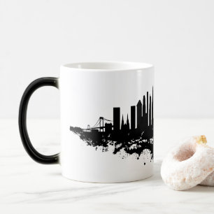 New York Skyline Watercolor Black and White Magic Mug