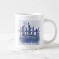 New York Skyline - Watercolor Blue