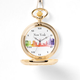 New York Skyline Watercolor Brooklyn Americana Watch