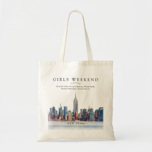 New York Skyline Watercolor Girls Weekend Tote Bag