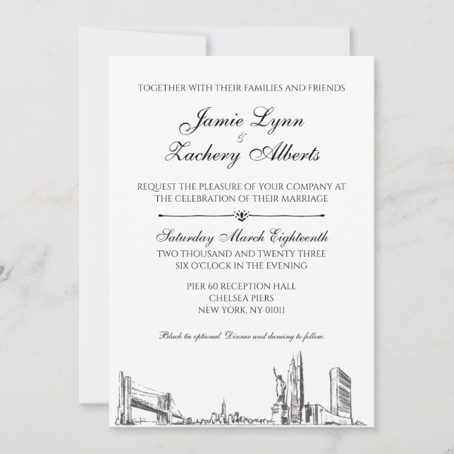 New York Skyline Wedding Invitation (Front)