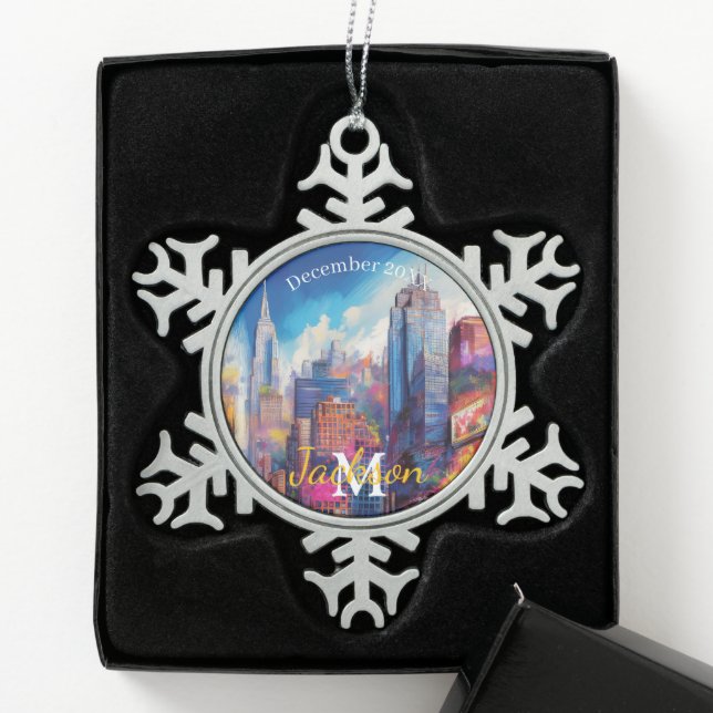 New York Snowflake Pewter Christmas ornament (Box)