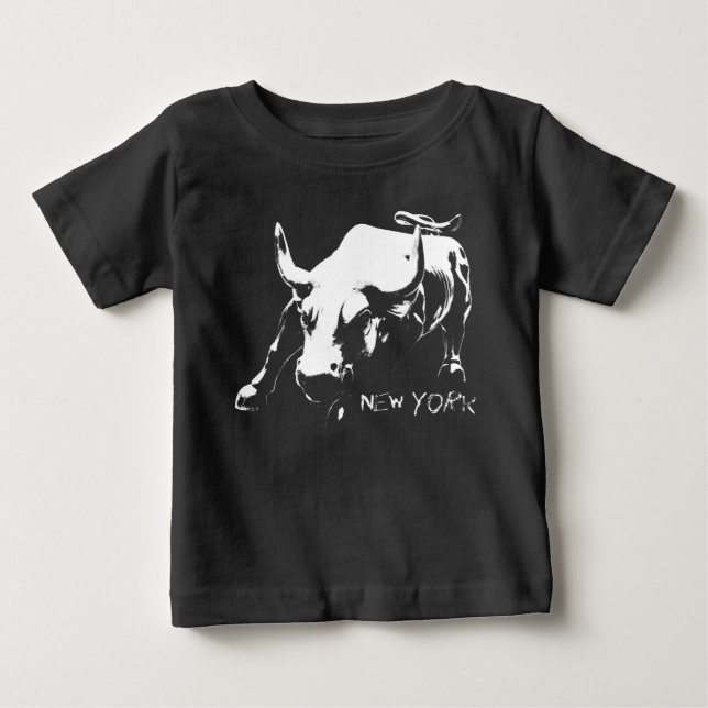 New York Souvenir Baby Organic Shirt Bull Statue (Front)