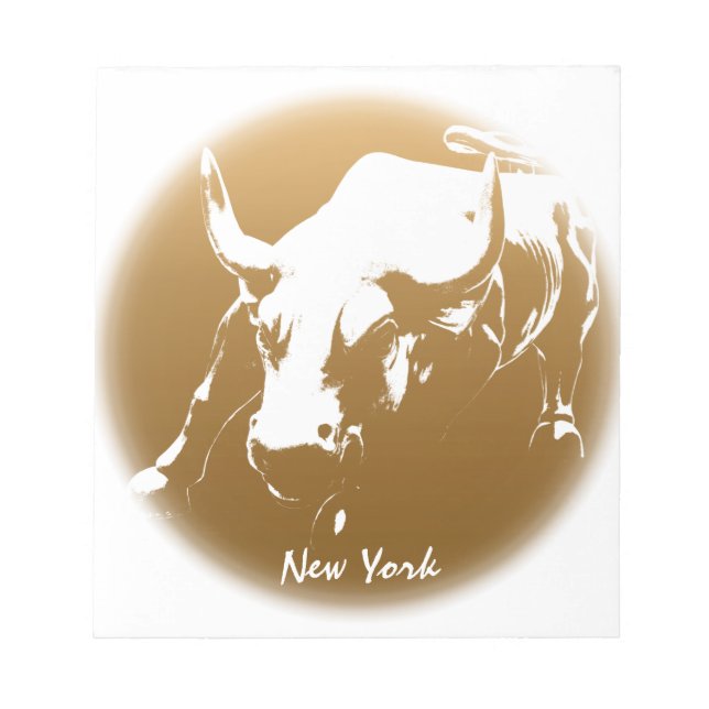 New York Souvenir Notepad Cool Bull Statue Notepad (Front)
