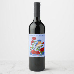 New York State Bird and Flower Wine Label