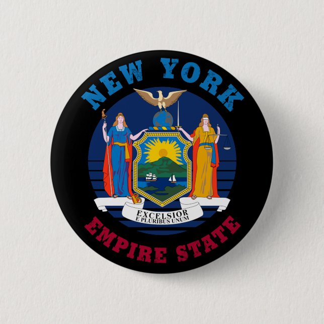 NEW YORK STATE FLAG 6 CM ROUND BADGE (Front)