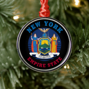 NEW YORK STATE FLAG METAL TREE DECORATION