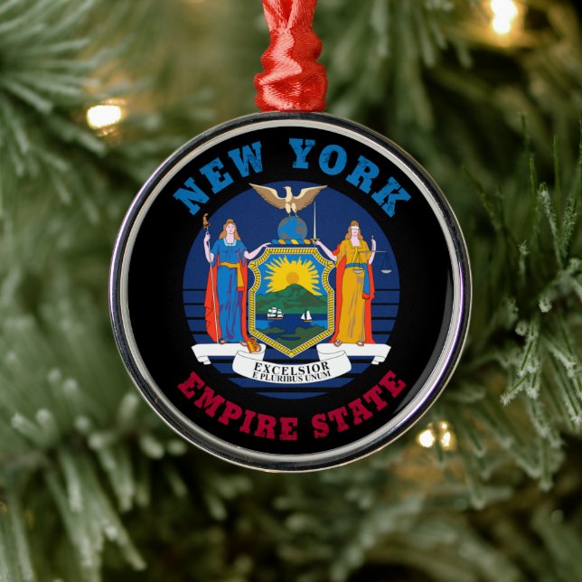 NEW YORK STATE FLAG METAL TREE DECORATION (Tree)