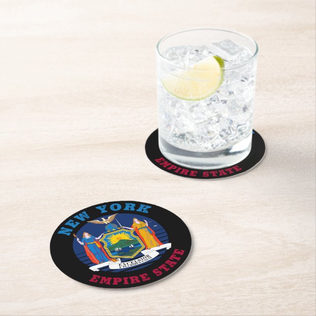 NEW YORK STATE FLAG ROUND PAPER COASTER (Insitu)