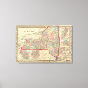 New York State Map by Mitchell Canvas Print