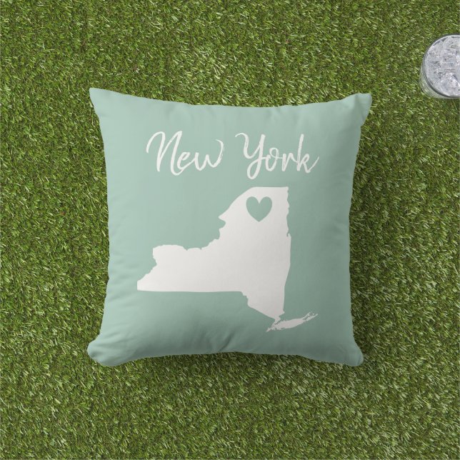 New York  state map love home Throw Pillow (Grass)