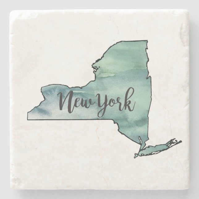 New York State Map Marble Stone Coaster (Front)