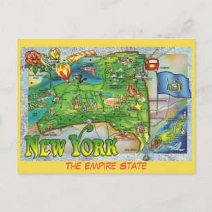 New York State Map Postcard