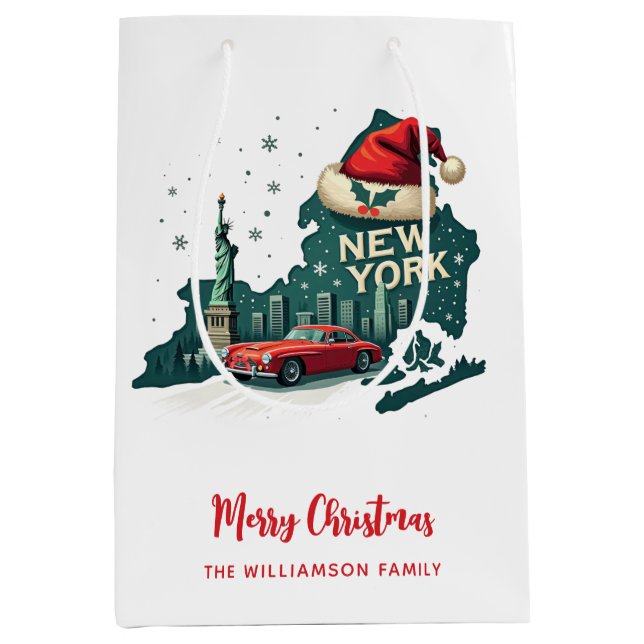 New York State Merry Christmas Custom Holiday  Medium Gift Bag (Front)