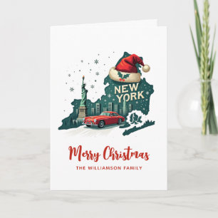 New York State Merry Christmas Retro Personalised  Card