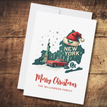 New York State Merry Christmas Retro Personalised 